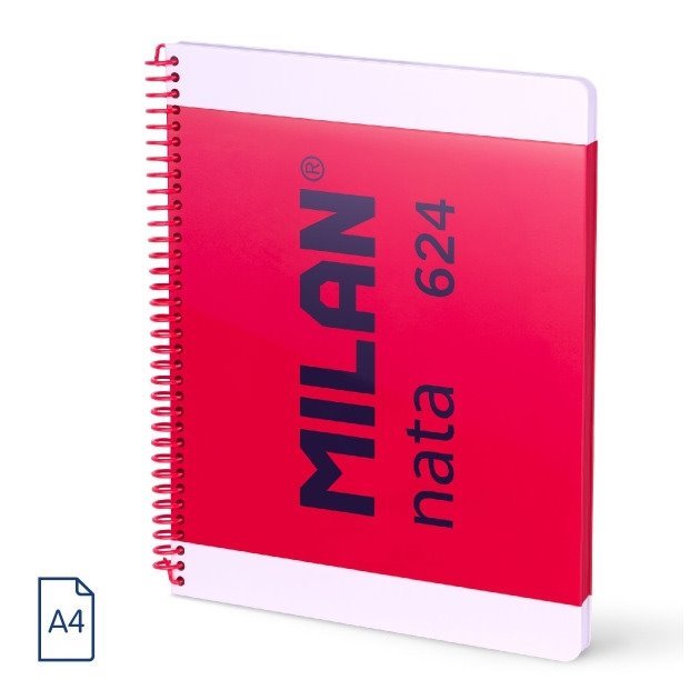 Caderno liso Milan Nata 624 - Espiral / A4 / 80 folhas / Rosa