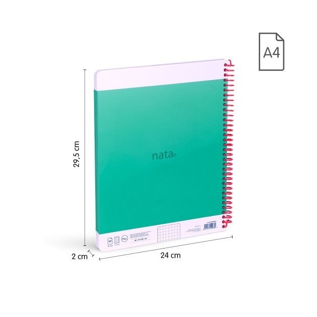 Pack de 3 Cadernos quadriculados Milan Nata 624 - Espiral / A4 / 80 folhas
