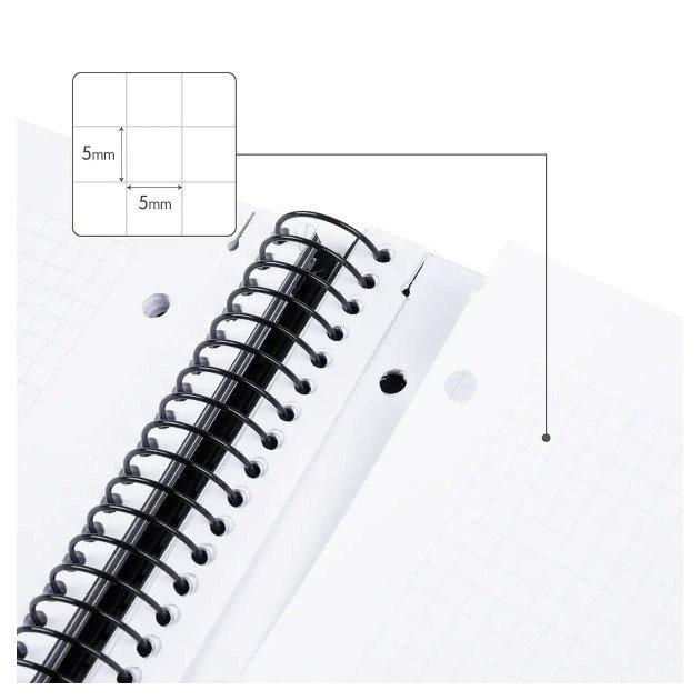 Caderno quadriculado Milan Shadow - Espiral / A4 / 80 folhas / Preto