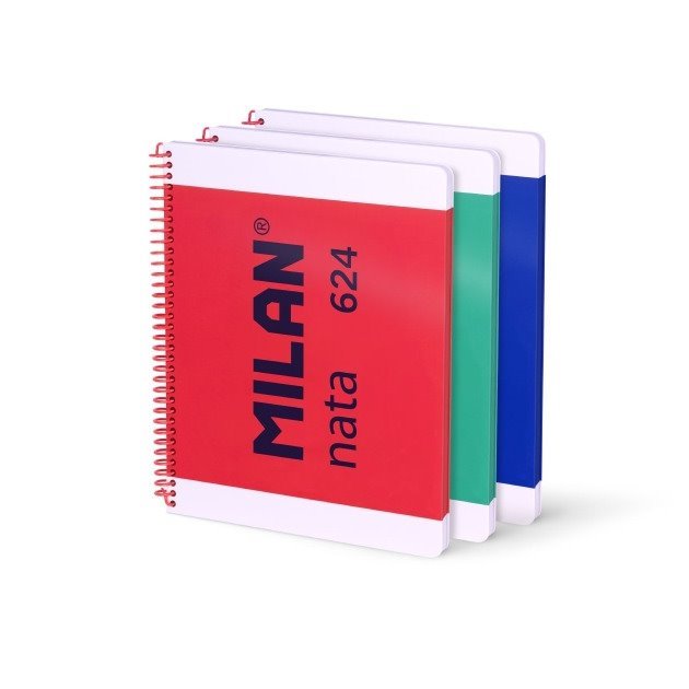 Pack de 3 Cadernos pautados Milan Nata 624 - Espiral / A4 / 80 folhas