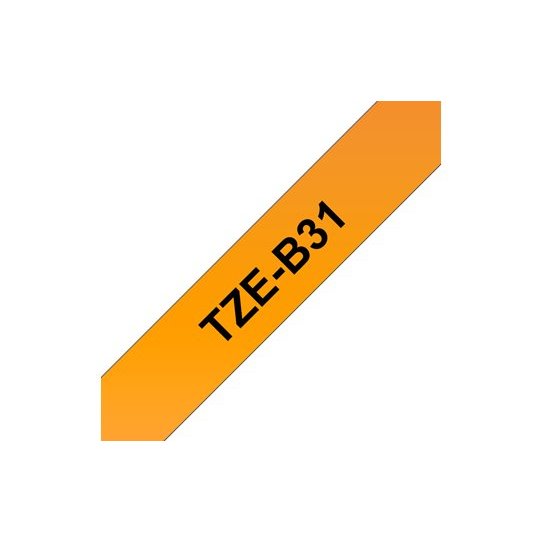 Fita laminada compatível Brother TZe-B31 texto preto sobre laranja florescente 12mm x 8m(TZ-B31)