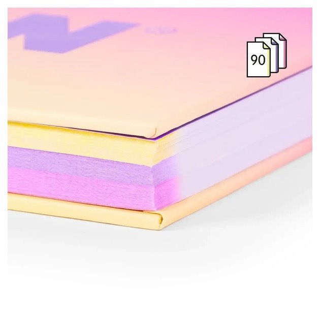 Caderno quadriculado Milan Sunset - Espiral / A4 / 90 folhas / Amarelo e Rosa