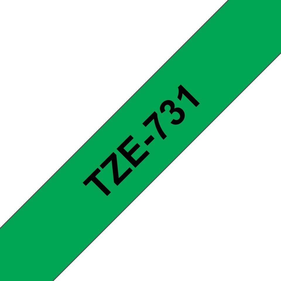 Fita laminada compatível Brother tze731 - texto preto / fundo verde - 12mm x 8m
