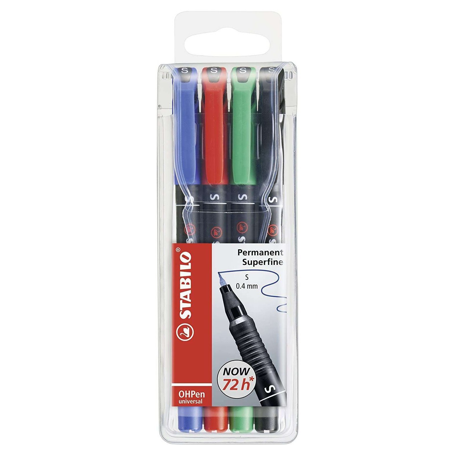 Marcadores permanentes Stabilo ohpen - traço superfino 0.4mm / 4 unidades / cores sortidas
