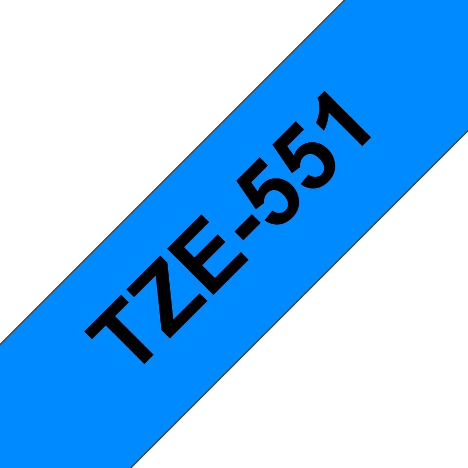 Fita laminada compatível Brother tze551 - texto preto / fundo azul - 24mm x 8m