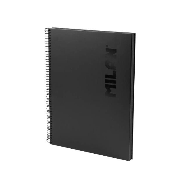 Caderno pautado Milan Shadow - Espiral / A4 / 80 folhas / Preto