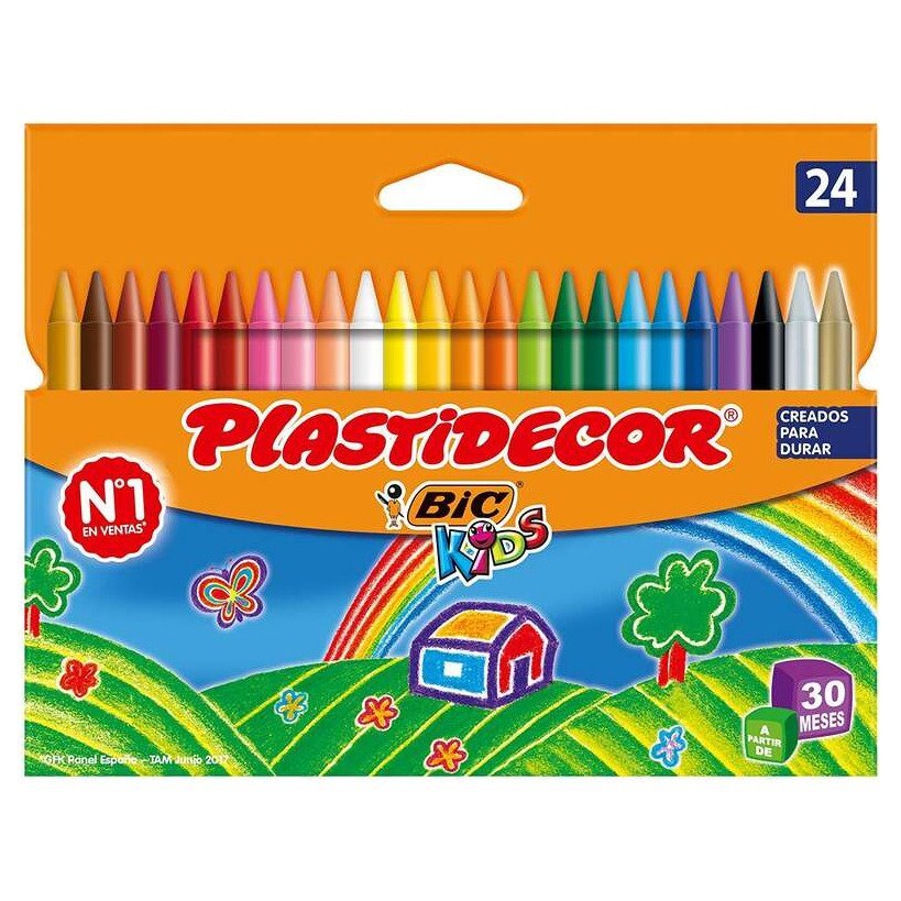Pack 24 Lápis de cera Bic Kids Plastidecor