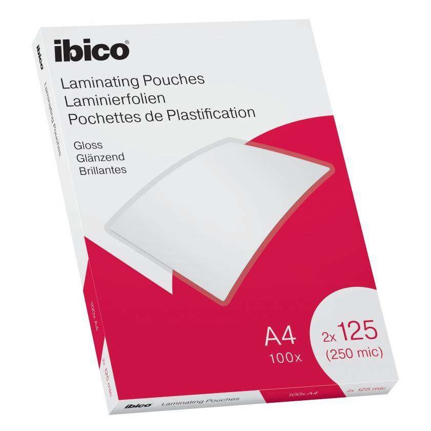 Bolsas de plastificação Ibico - A4 / 125 mícrons / brilhantes / 100 unidades