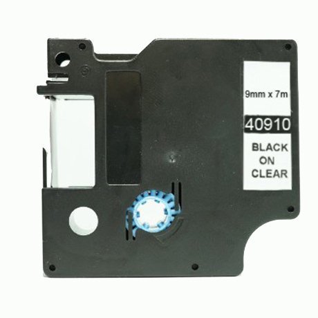 Fita compatível Dymo D1 40910 preto / transparente - 9mm x 7m (S0720670)