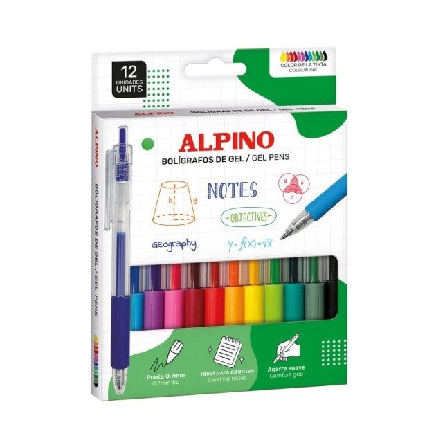 Pack 12 Canetas Alpino Line Gel - 0.7mm / Sortido