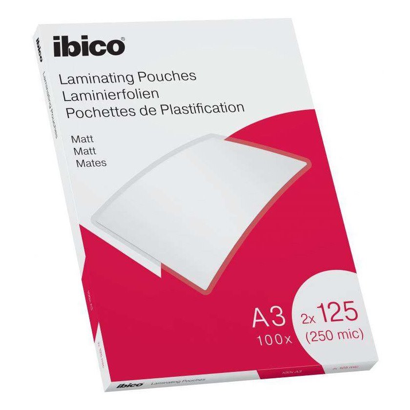 Bolsas de plastificação Ibico - A3 / 125 mícrons / mate / 100 unidades