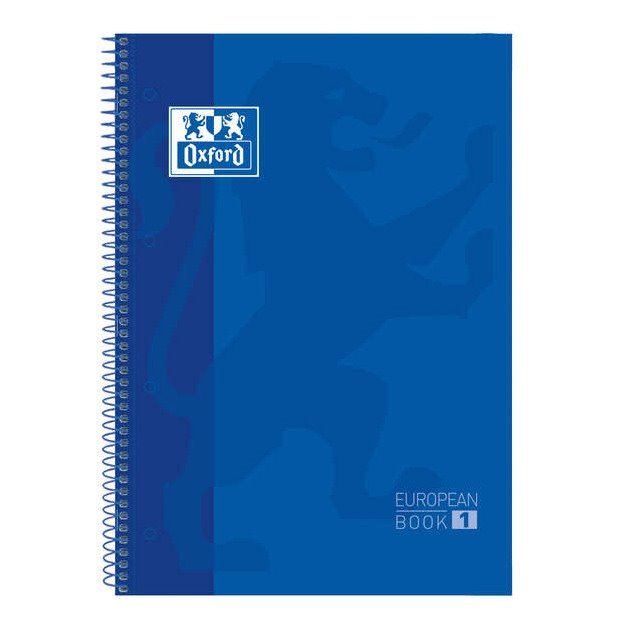 Caderno quadriculado Oxford Europeanbook 1 - Espiral / A4+ / 80 folhas / Azul marinho