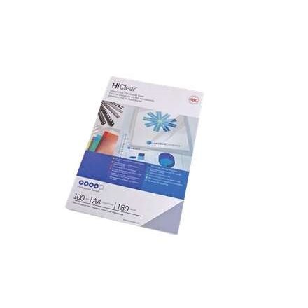 Pack de 100 capas de encadernação GBC HiClear – A4 / 180 mícrons / transparentes
