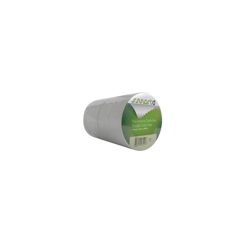 Pack 8 rolos Fita Adesiva Dupla Face 19mm x 33m transparente