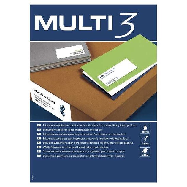Etiquetas permanentes Multi3 70x30mm (100 folhas / 2700 etiquetas)