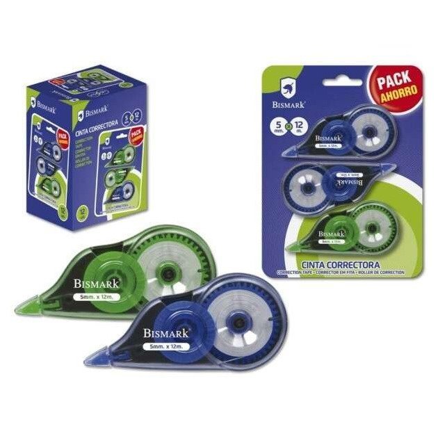 Pack 3 fitas corretoras Bismark 5mm x 12m - Corpo transparente