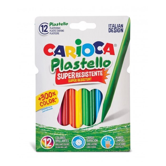 Pack 12 Lápis de cera Carioca - Extra limpos / Duram 3 vezez mais
