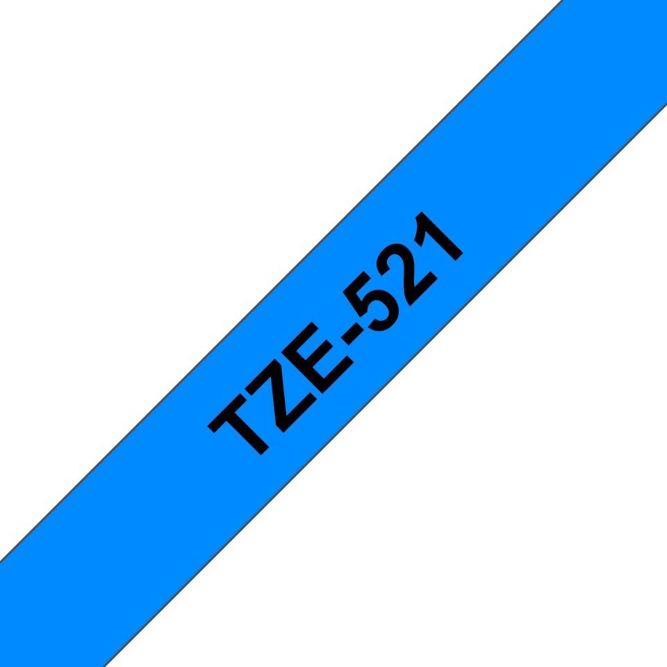 Fita laminada compatível Brother tze521 - texto preto / fundo azul - 9mm x 8m
