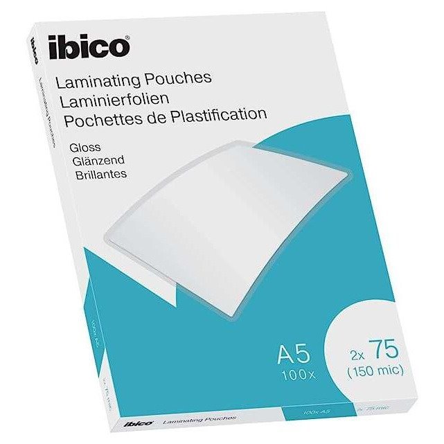 Bolsas de plastificação Ibico - A5 / 75 mícrons / brilhantes / 100 unidades