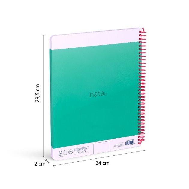 Caderno liso Milan Nata 624 - Espiral / A4 / 80 folhas / Verde