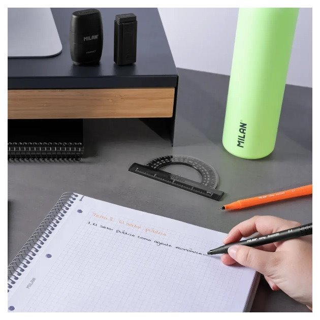 Caderno quadriculado Milan Shadow - Espiral / A4 / 80 folhas / Cinza