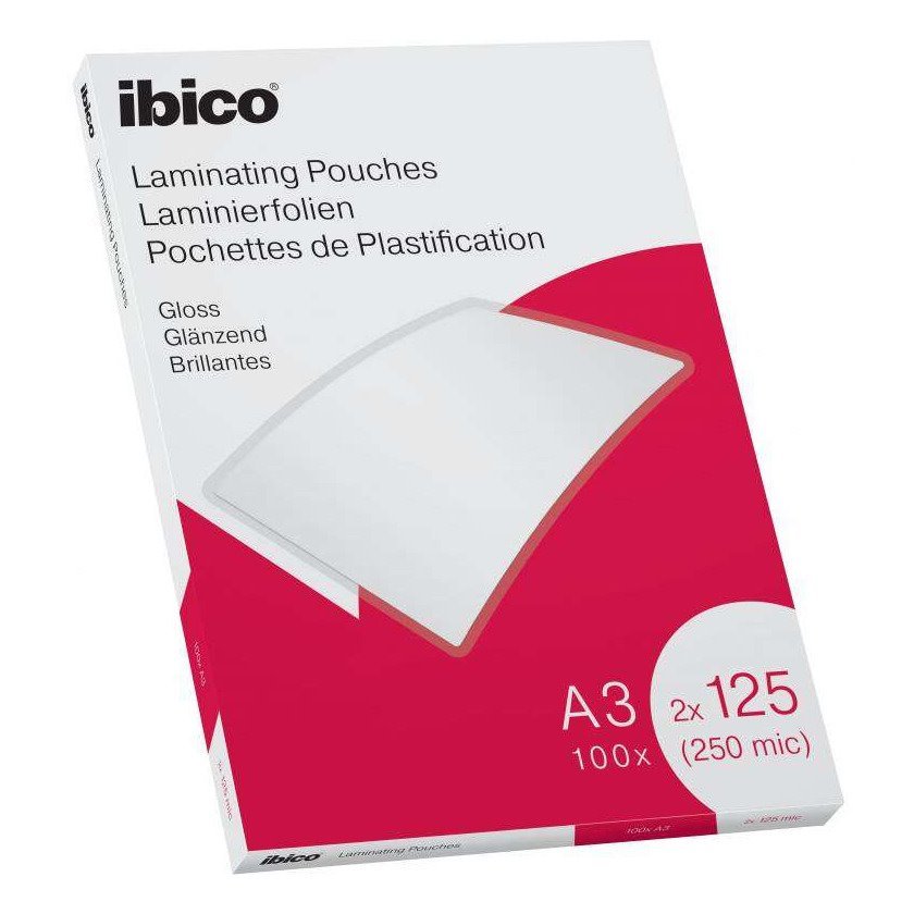 Bolsas de plastificação Ibico - A3 / 125 mícrons / brilhantes / 100 unidades