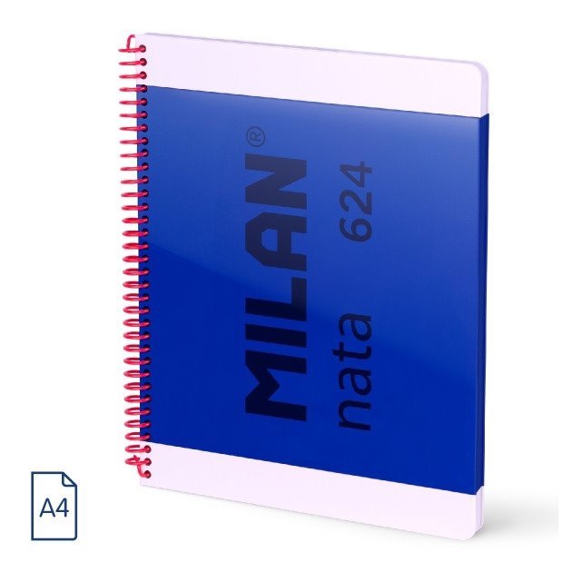 Caderno liso Milan Nata 624 - Espiral / A4 / 80 folhas / Azul