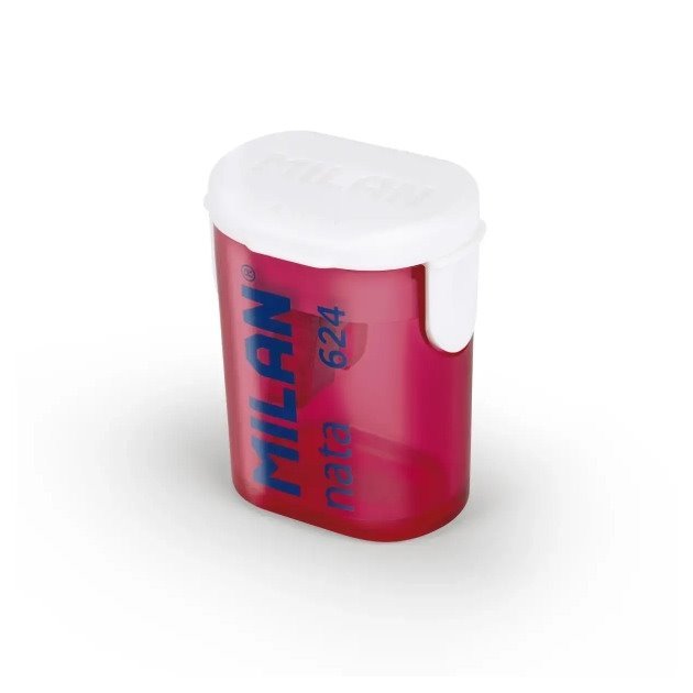 Afia lápis Milan Nata 624 com Reservatório - Rosa/Branco