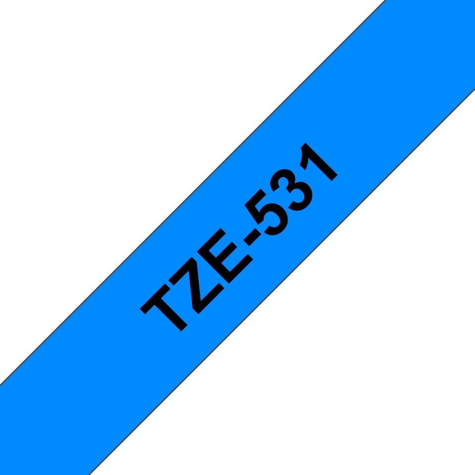 Fita laminada compatível Brother tze531 - texto preto / fundo azul - 12mm x 8m