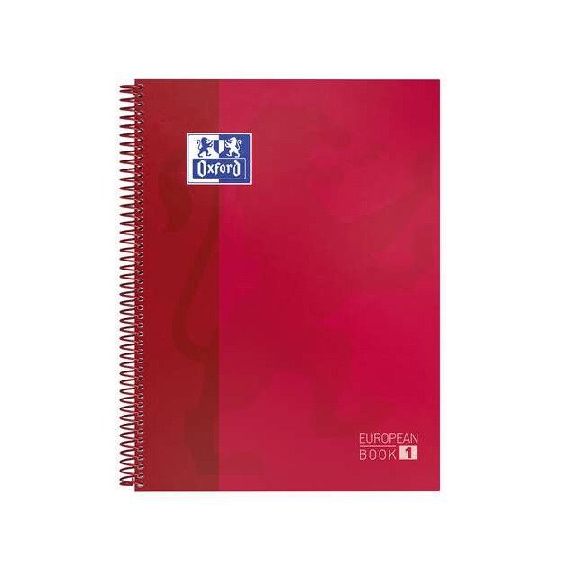 Caderno quadriculado Oxford Europeanbook 1 - Espiral / A4+ / 80 folhas / Vermelho