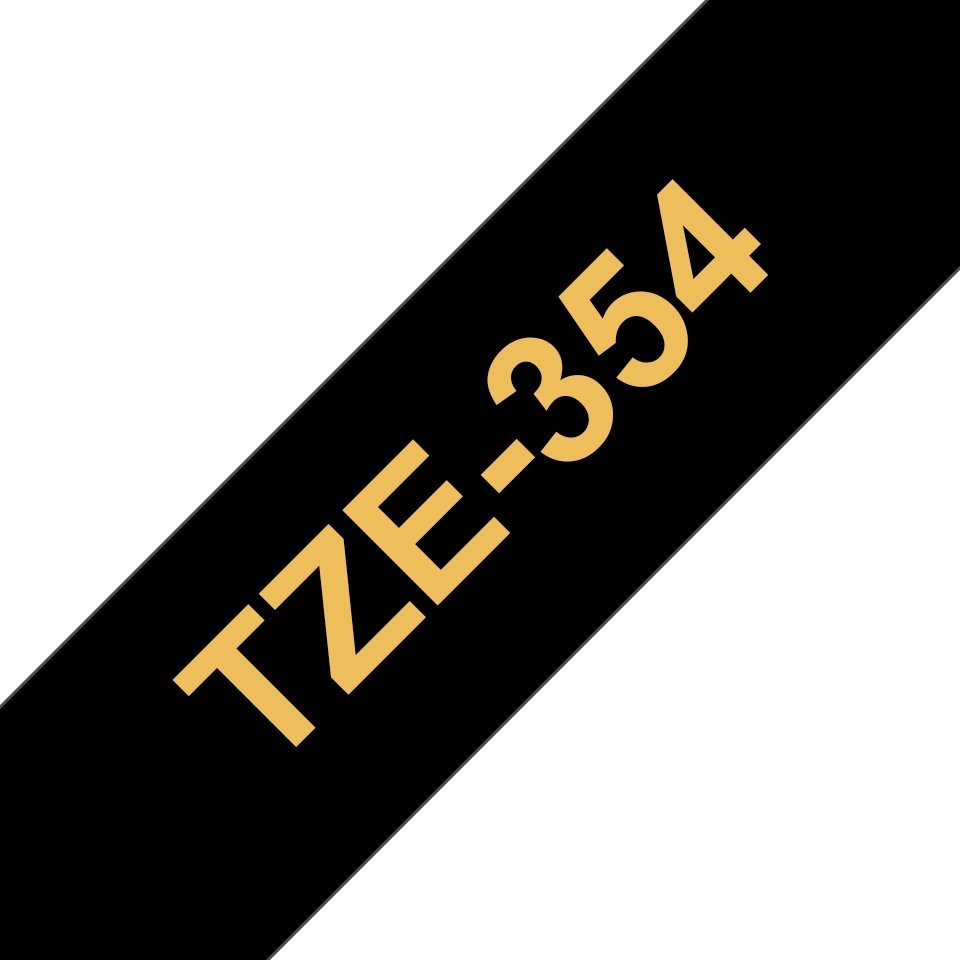 Fita laminada compatível Brother tze354 - texto dourado / fundo preto - 24mm x 8m