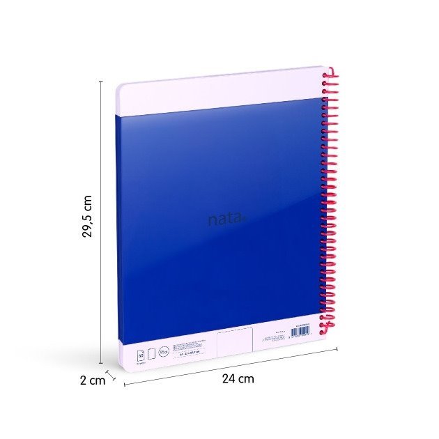Caderno liso Milan Nata 624 - Espiral / A4 / 80 folhas / Azul