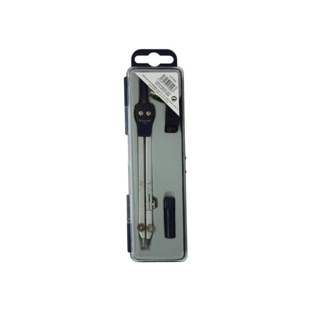 Compasso Escolar Bismark - Dupla articulação / Adaptador universal / Estojo plástico / Preto e aço