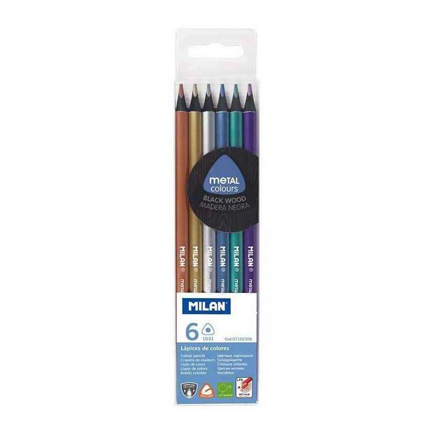 Pack 6 lápis de cor Milan - cores metalizadas