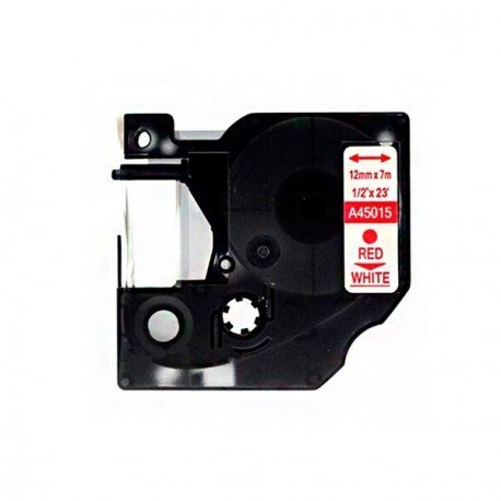 Fita compatível Dymo D1 45015 vermelho / branco - 12mm x 7m (S0720550)