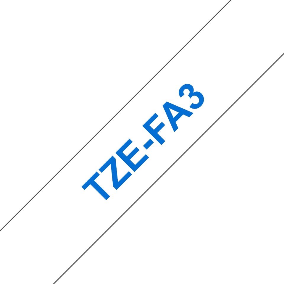Fita têxtil compatível Brother TZeFA3 - texto azul / fundo branco - 12mm x 3m