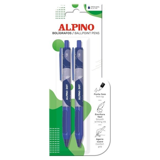 Pack 2 Canetas Retráteis Alpino Dot - 1mm / Azul