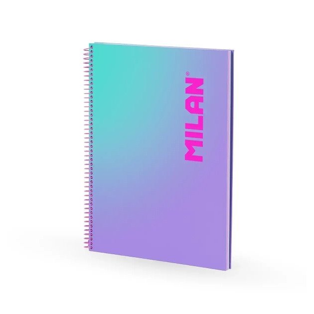 Caderno pautado Milan Sunset - Espiral / A4 / 90 folhas / Violeta e Turquesa