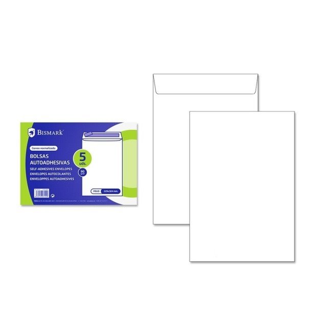 Envelopes C4 Bismark 229x324mm - branco / papel 90g / autoadesivo / 5un