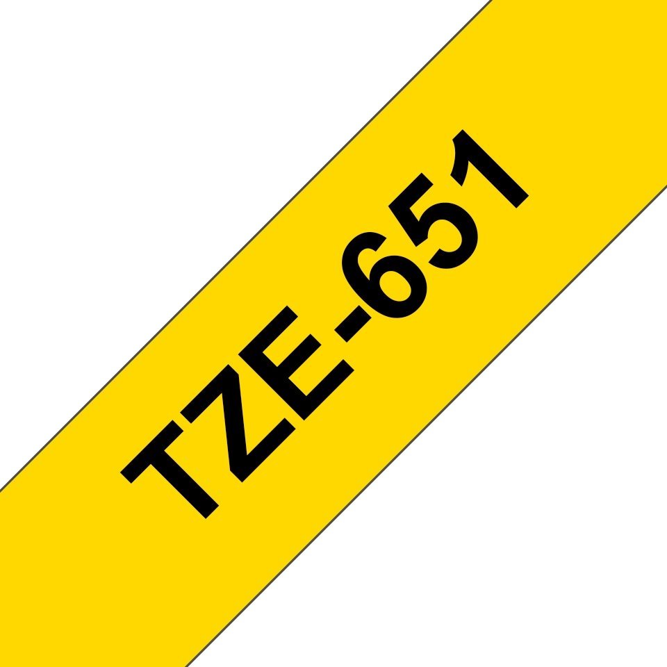 Fita laminada compatível Brother tze651 - texto preto / fundo amarelo - 24mm x 8m
