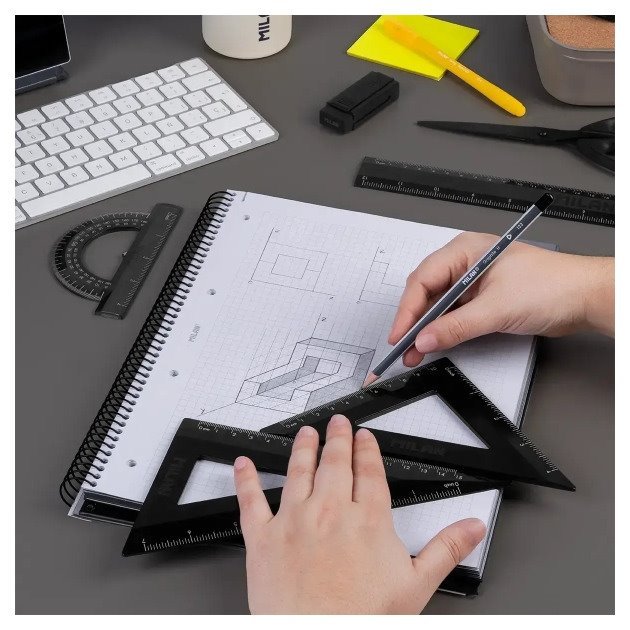 Caderno quadriculado Milan Shadow - Espiral / A4 / 80 folhas / Preto