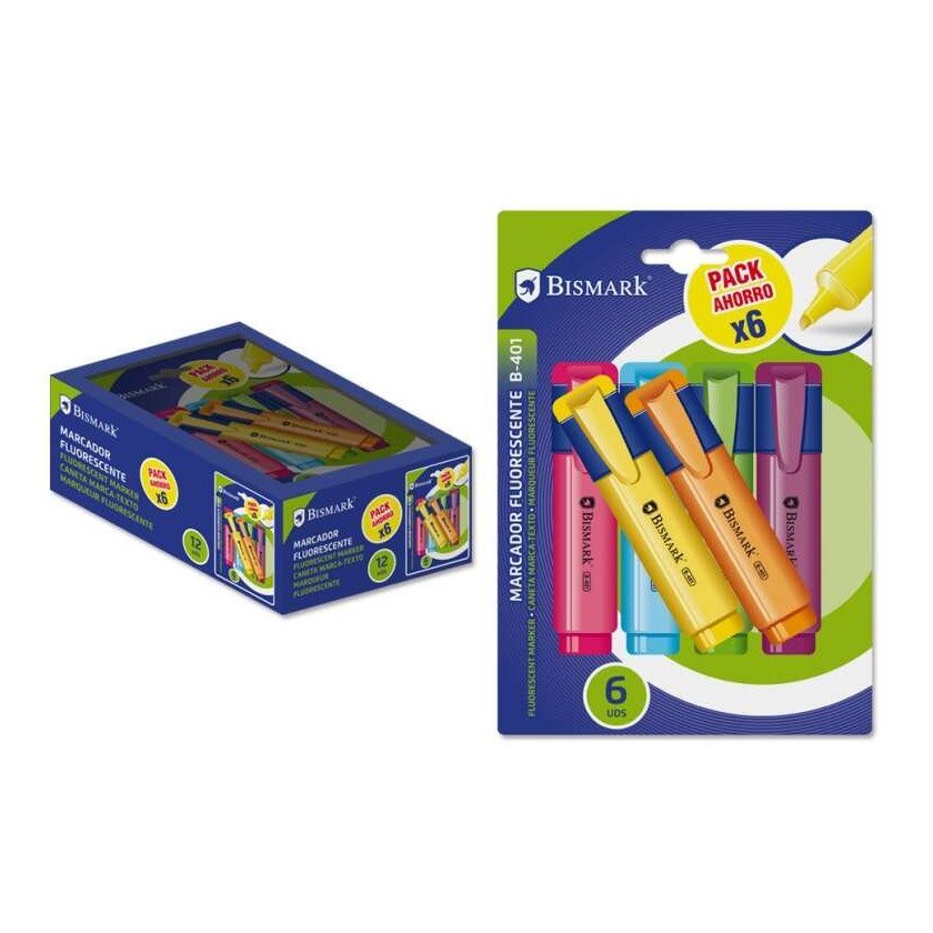 Pack 6 marcadores fluorescentes Bismark - Néon sortidos