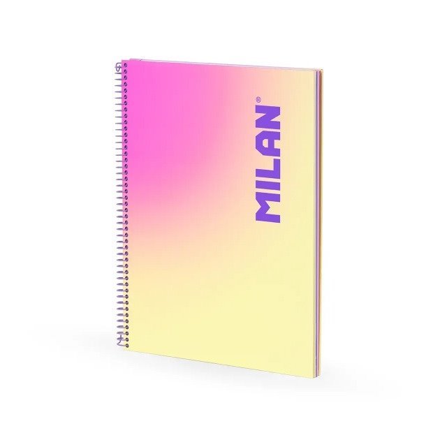 Caderno quadriculado Milan Sunset - Espiral / A4 / 90 folhas / Amarelo e Rosa