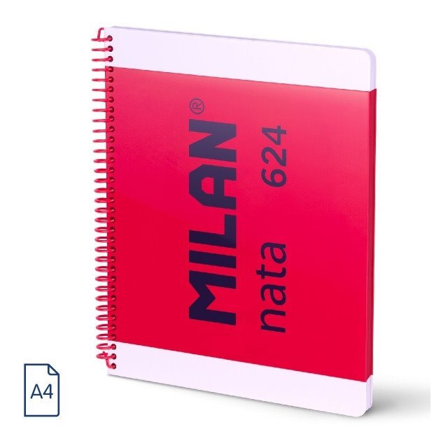Caderno pautado Milan Nata 624 - Espiral / A4 / 80 folhas / Rosa
