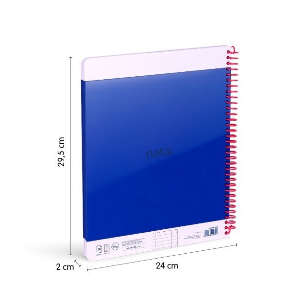 Caderno quadriculado Milan Nata 624 - Espiral / A4 / 80 folhas / Azul
