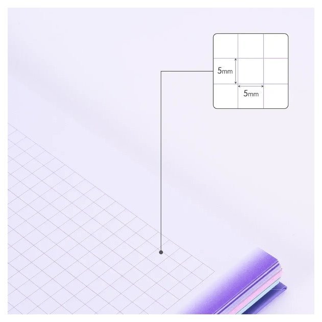 Caderno quadriculado Milan Sunset - Espiral / A4 / 90 folhas / Violeta e Turquesa