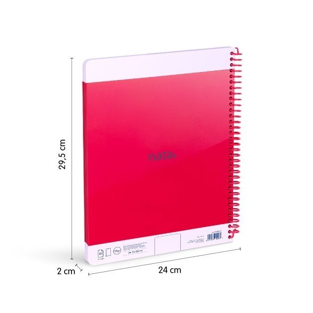 Caderno liso Milan Nata 624 - Espiral / A4 / 80 folhas / Rosa