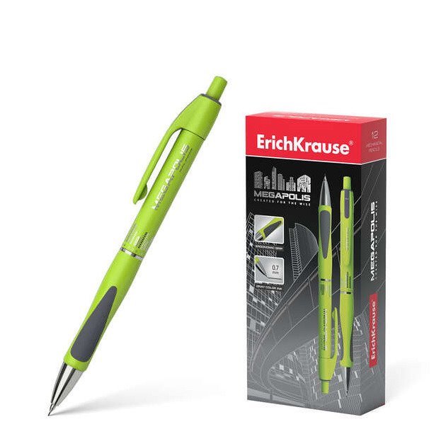 Lapiseira ErichKrause Megapolis Concept - 0,7 mm / Verde Neon e Cinzento