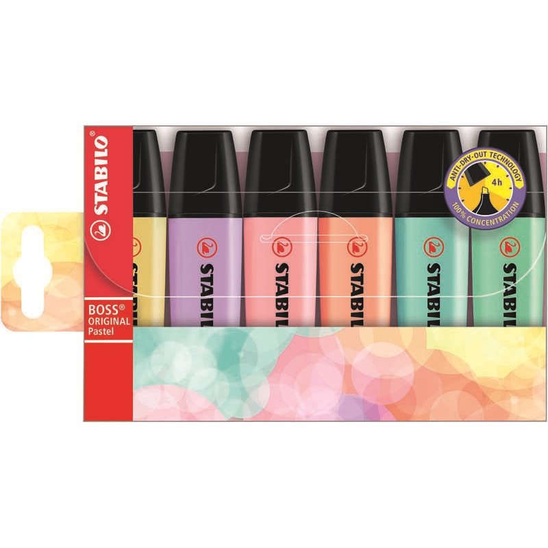 Pack 6 marcadores fluorescentes Stabilo Boss 70 - Pastel