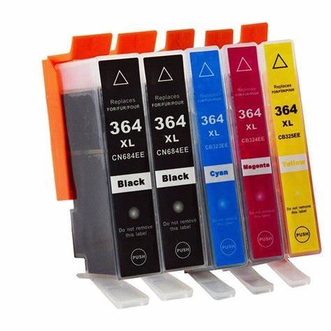Pack 5 tinteiros compatíveis Hp 364xl (CMYK)